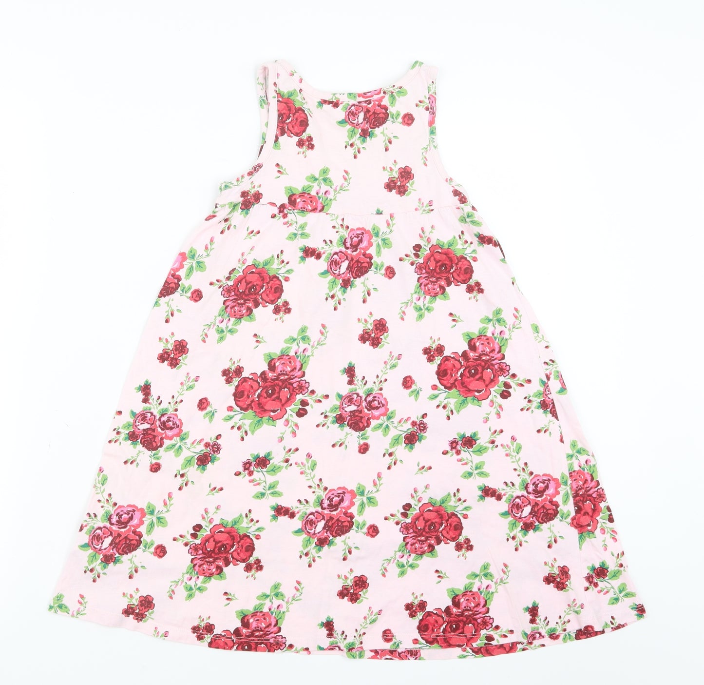 H&M Girls Pink Floral  T-Shirt Dress  Size 7-8 Years