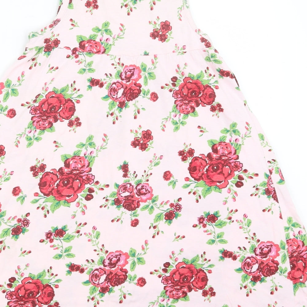 H&M Girls Pink Floral  T-Shirt Dress  Size 7-8 Years