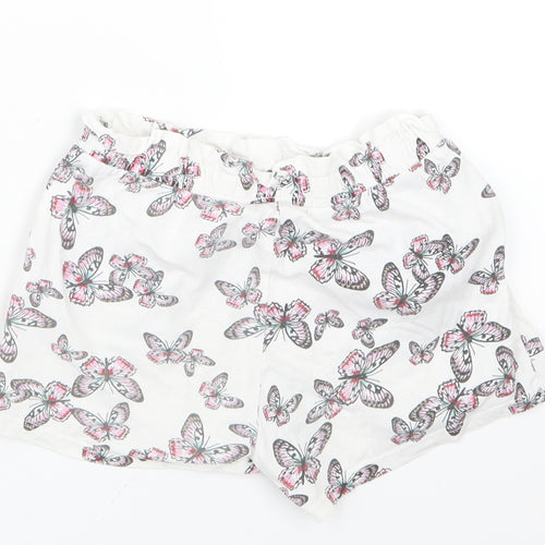 H&M Girls White Geometric  Boyfriend Shorts Size 5-6 Years - Butterflies