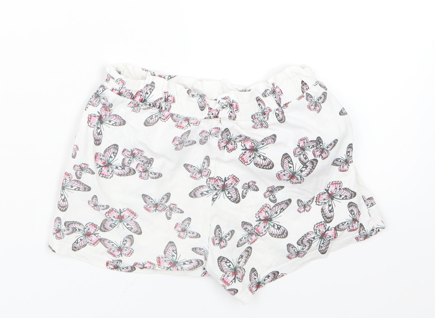 H&M Girls White Geometric  Boyfriend Shorts Size 5-6 Years - Butterflies