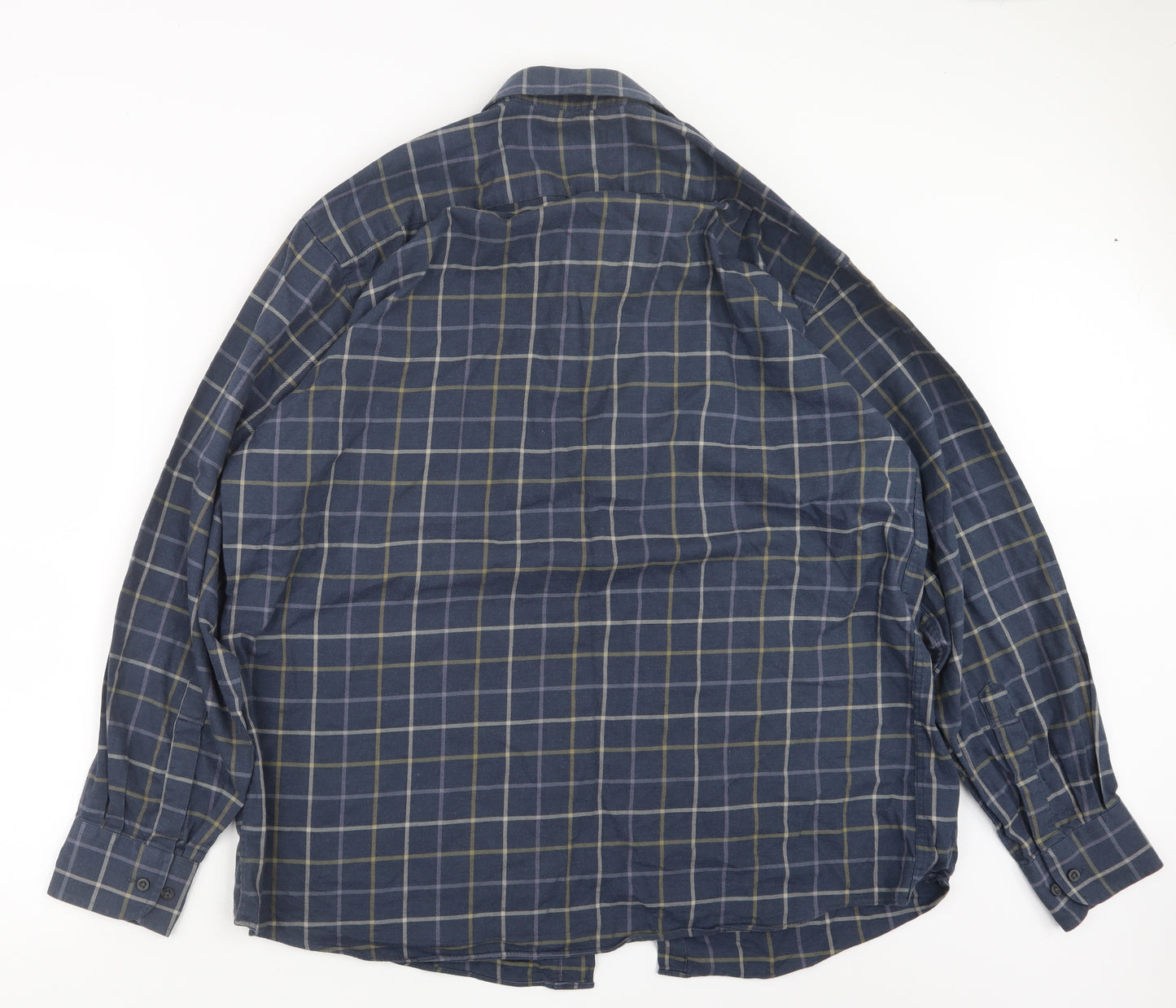 Marks and Spencer Mens Blue Check   Button-Up Size 17