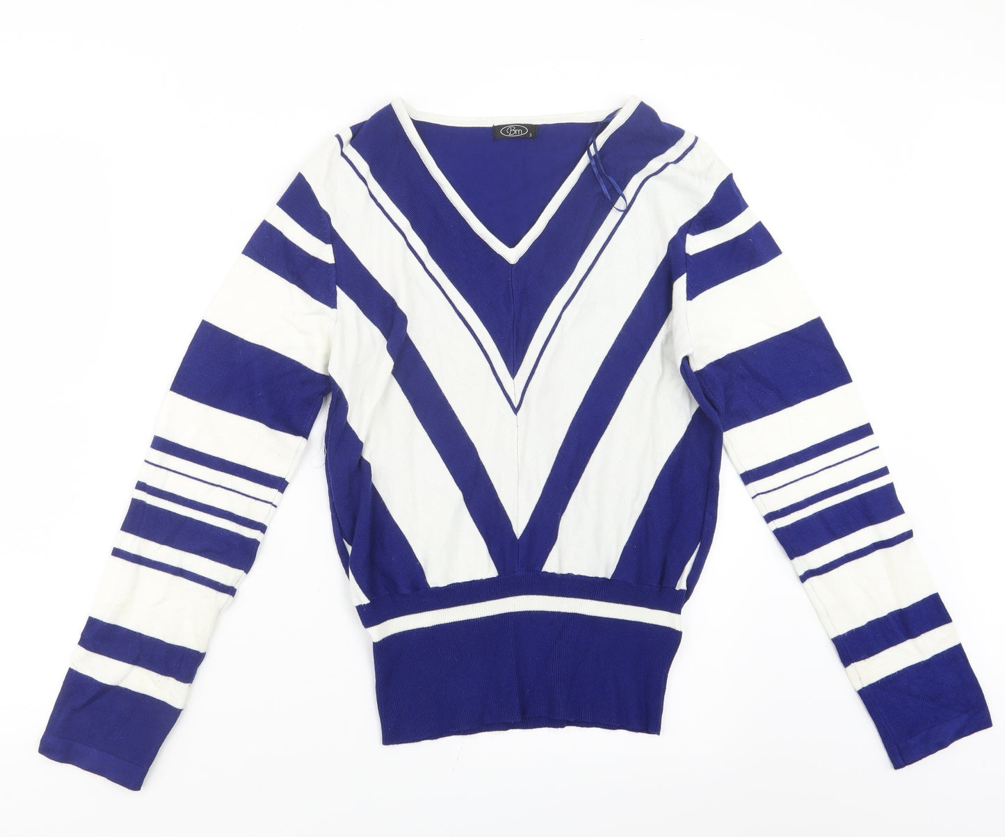 BM Womens Blue Striped  Pullover Jumper Size S