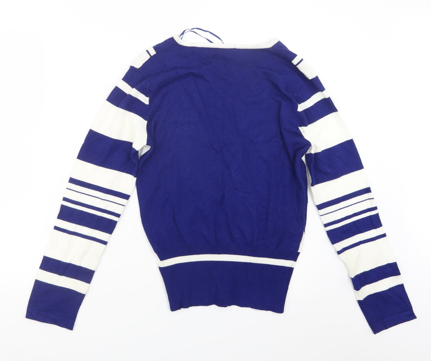 BM Womens Blue Striped  Pullover Jumper Size S