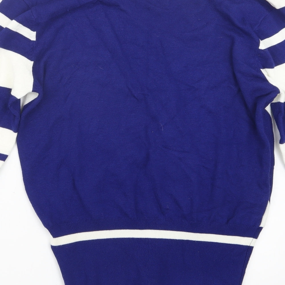BM Womens Blue Striped  Pullover Jumper Size S