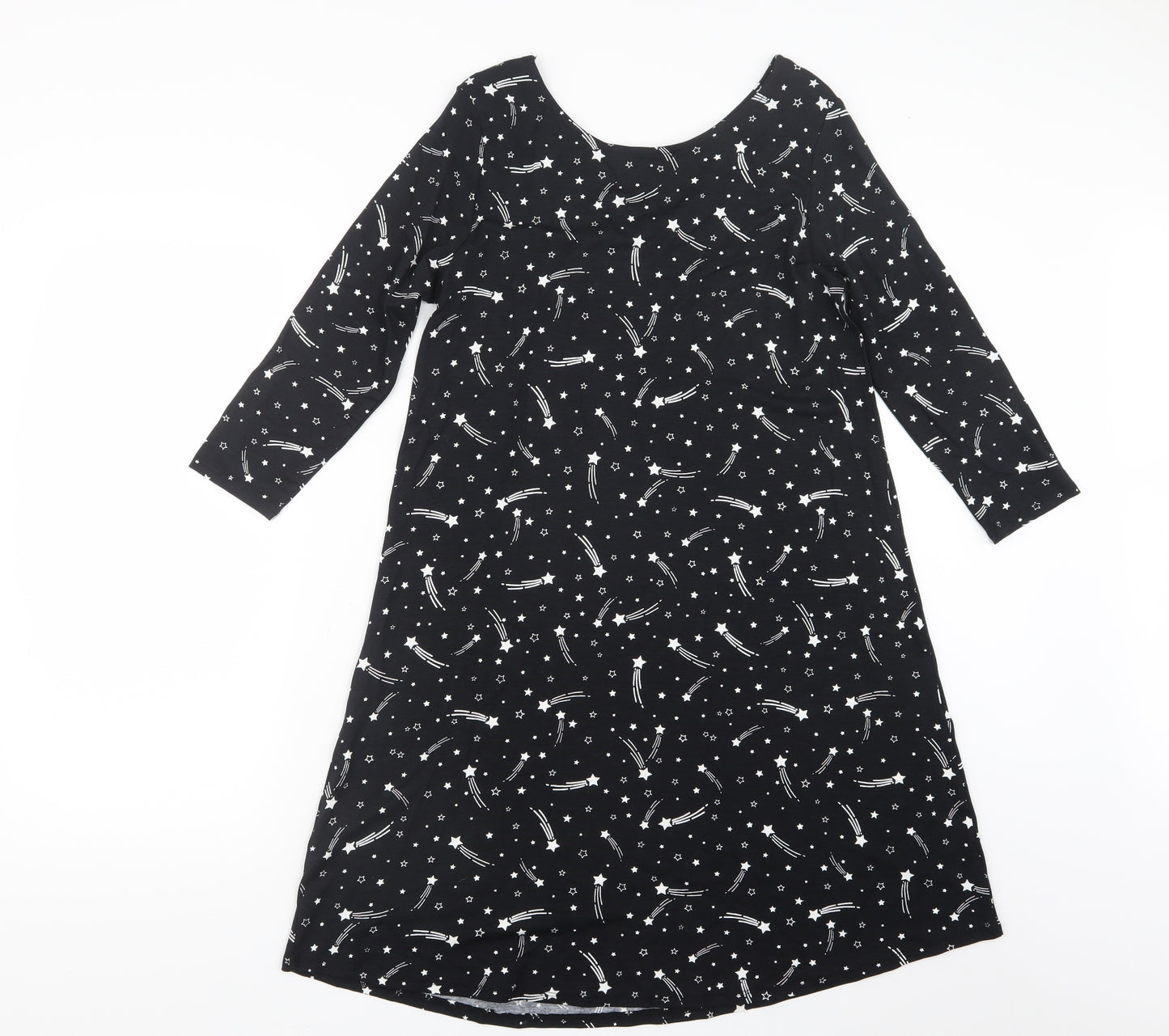 George Womens Black Geometric  Basic T-Shirt Size S  - Long