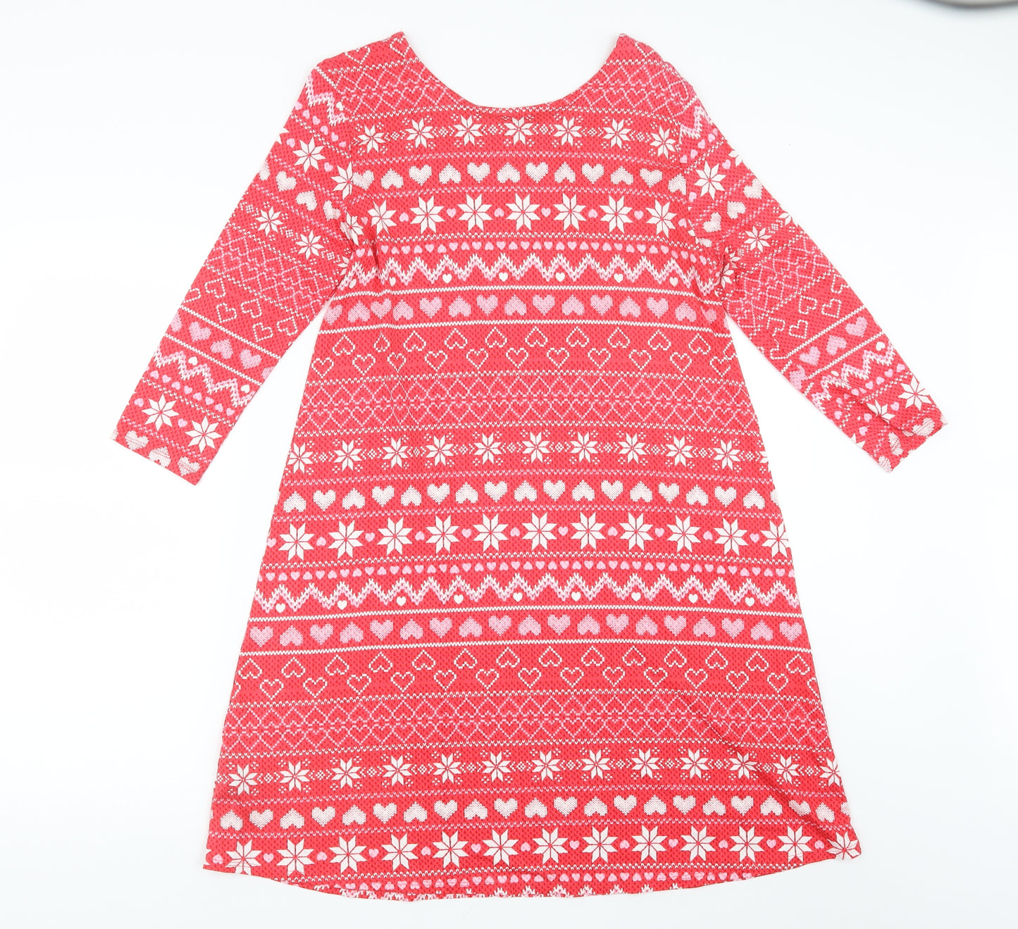 George Womens Red Geometric  Basic T-Shirt Size S