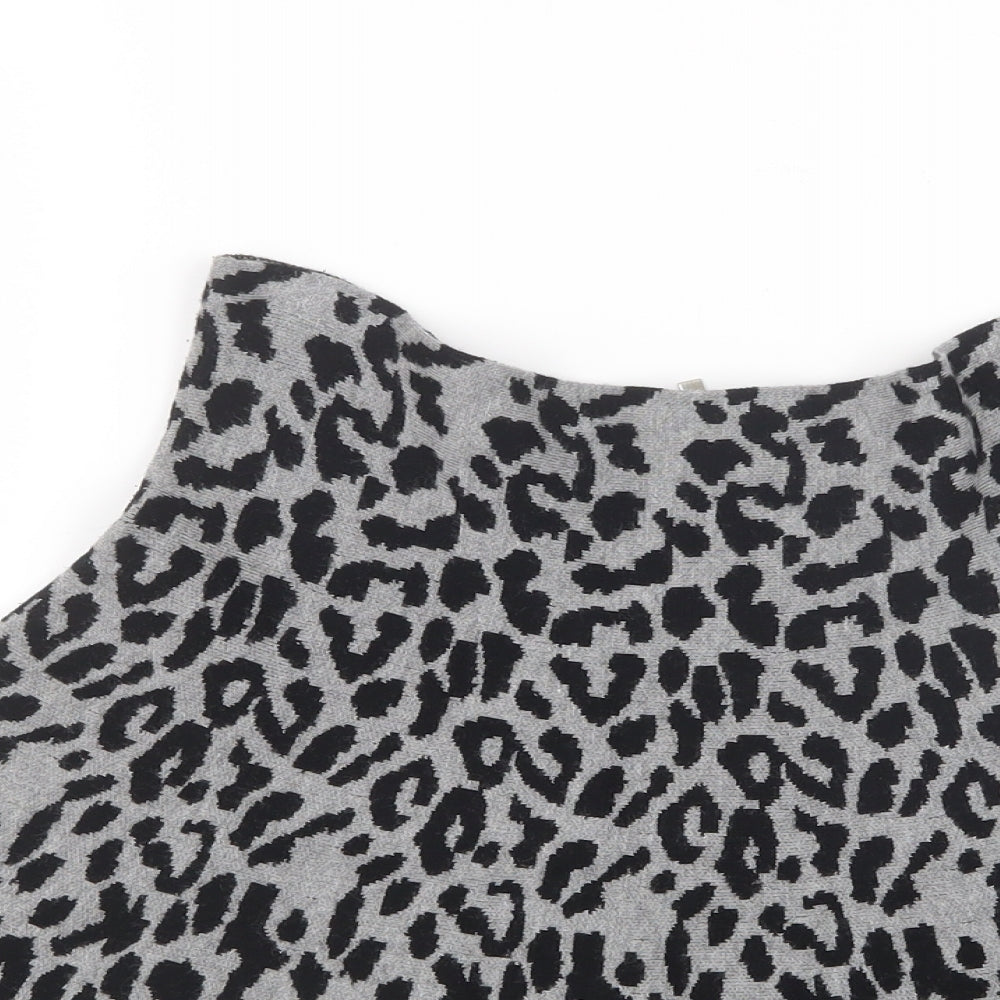 Atmosphere Womens Grey Animal Print Knit A-Line Skirt Size 12