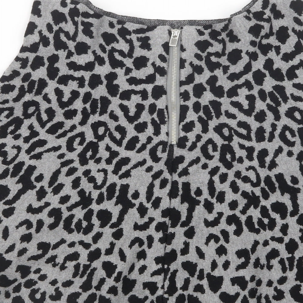 Atmosphere Womens Grey Animal Print Knit A-Line Skirt Size 12
