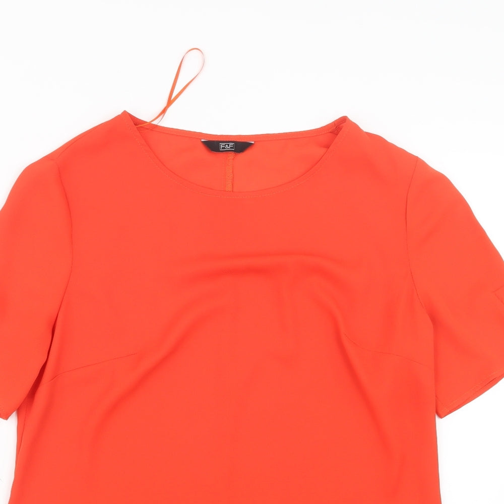 F&F Womens Orange  Mesh Basic Blouse Size 10