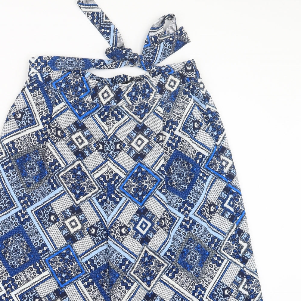 Atmosphere Womens Blue Geometric  Cropped Trousers Size 10