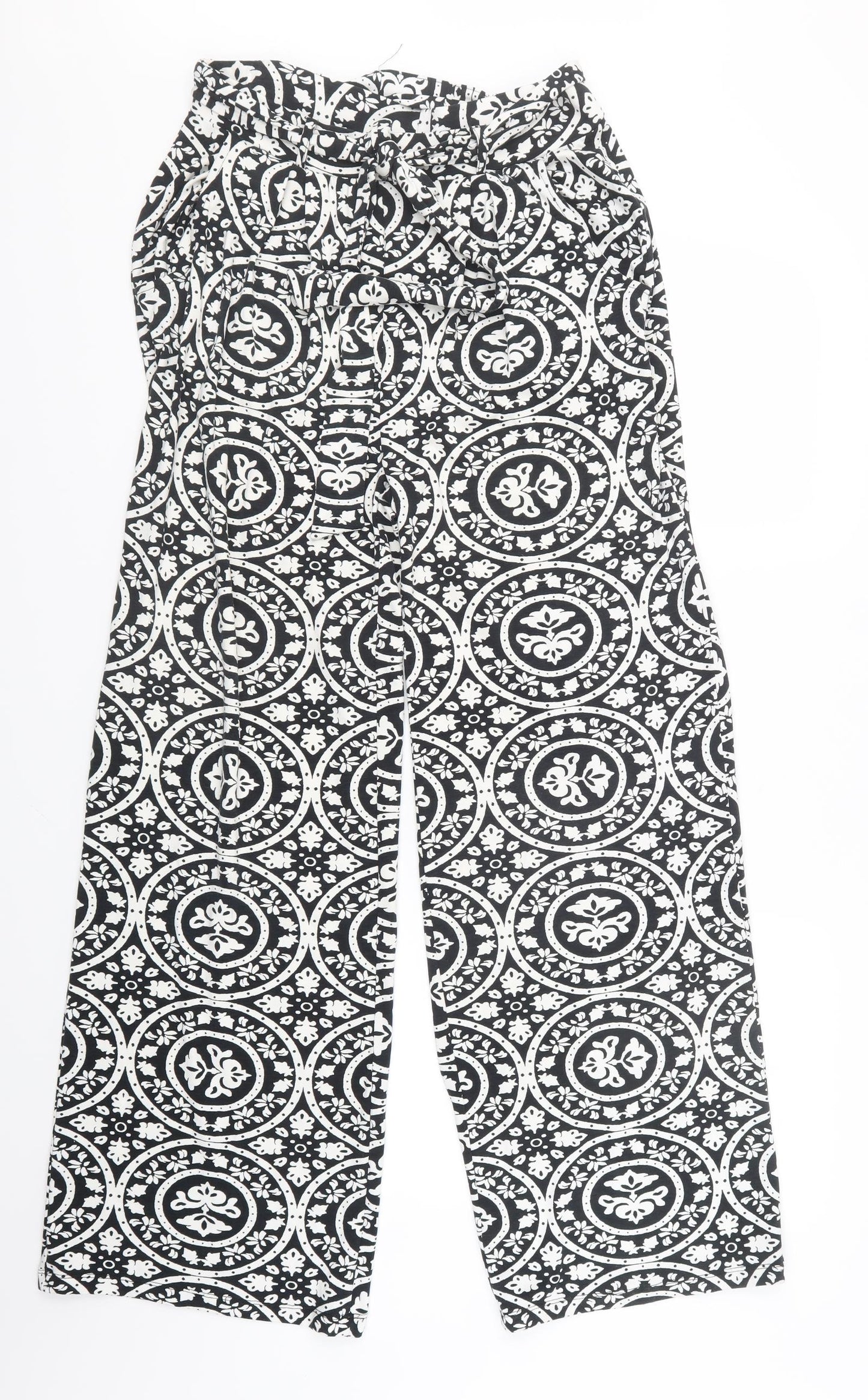 Label Be Womens Black Geometric  Trousers  Size 10 L29 in
