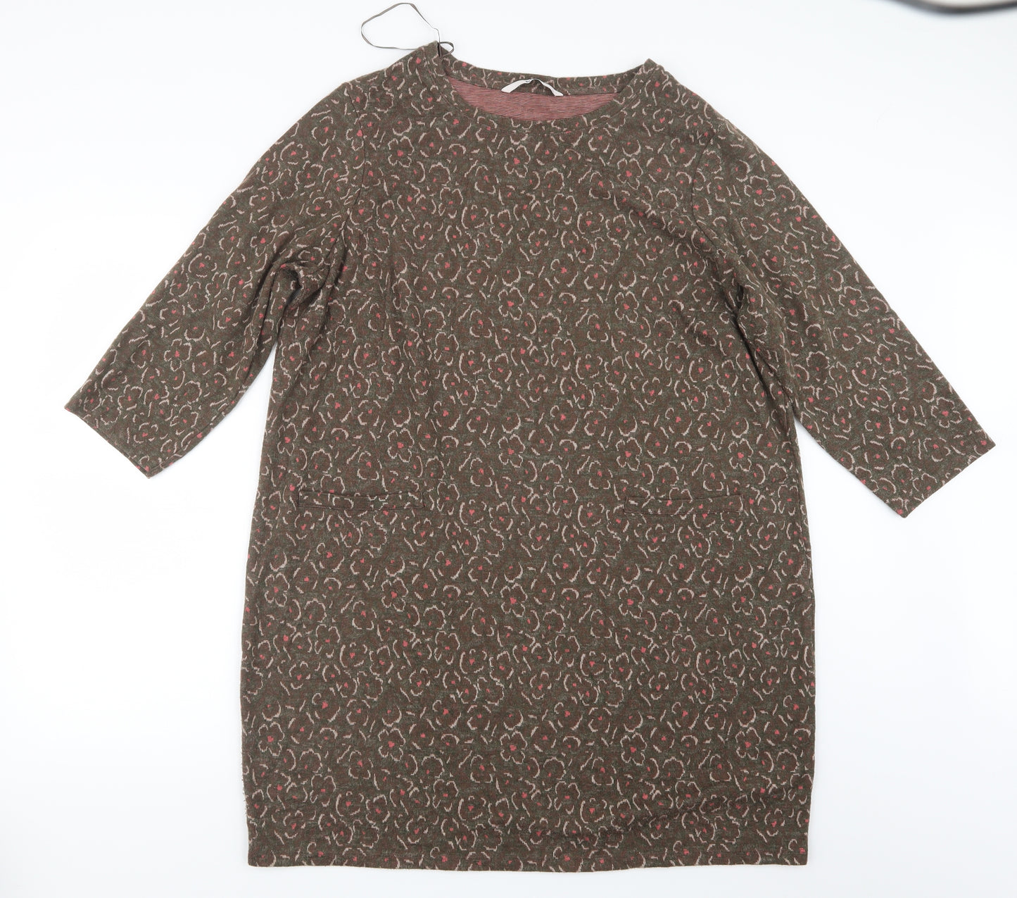 TU Womens Brown Geometric  Pullover Jumper Size 20