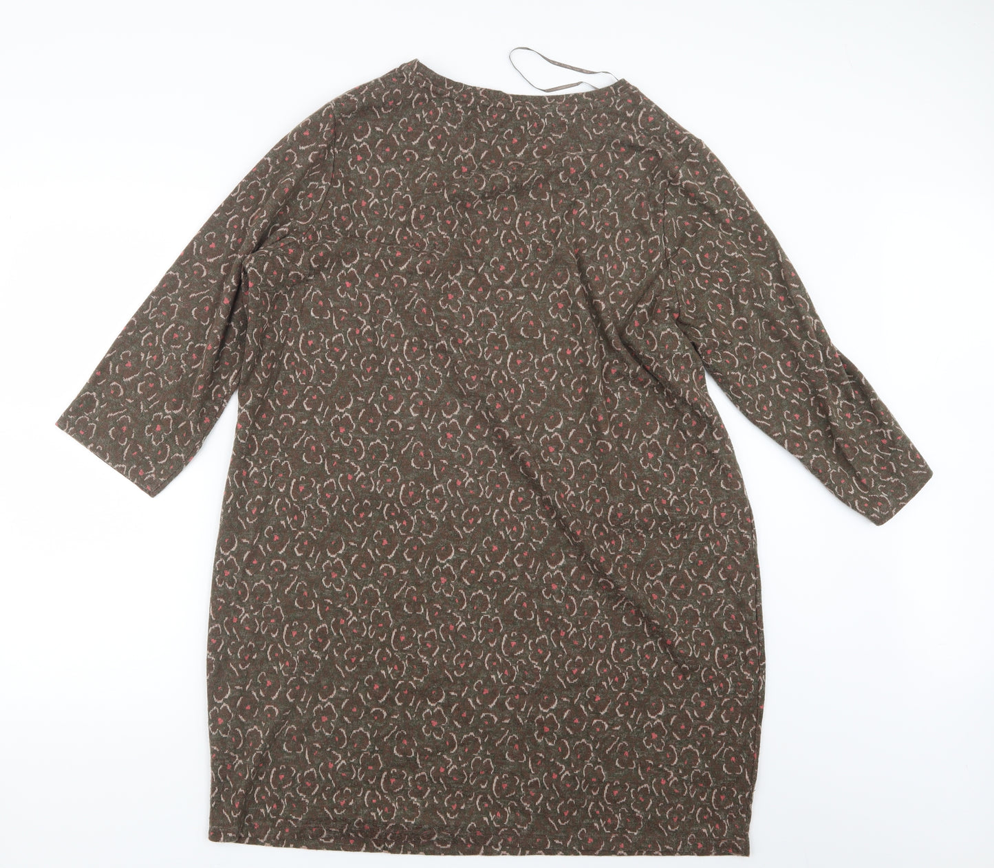 TU Womens Brown Geometric  Pullover Jumper Size 20