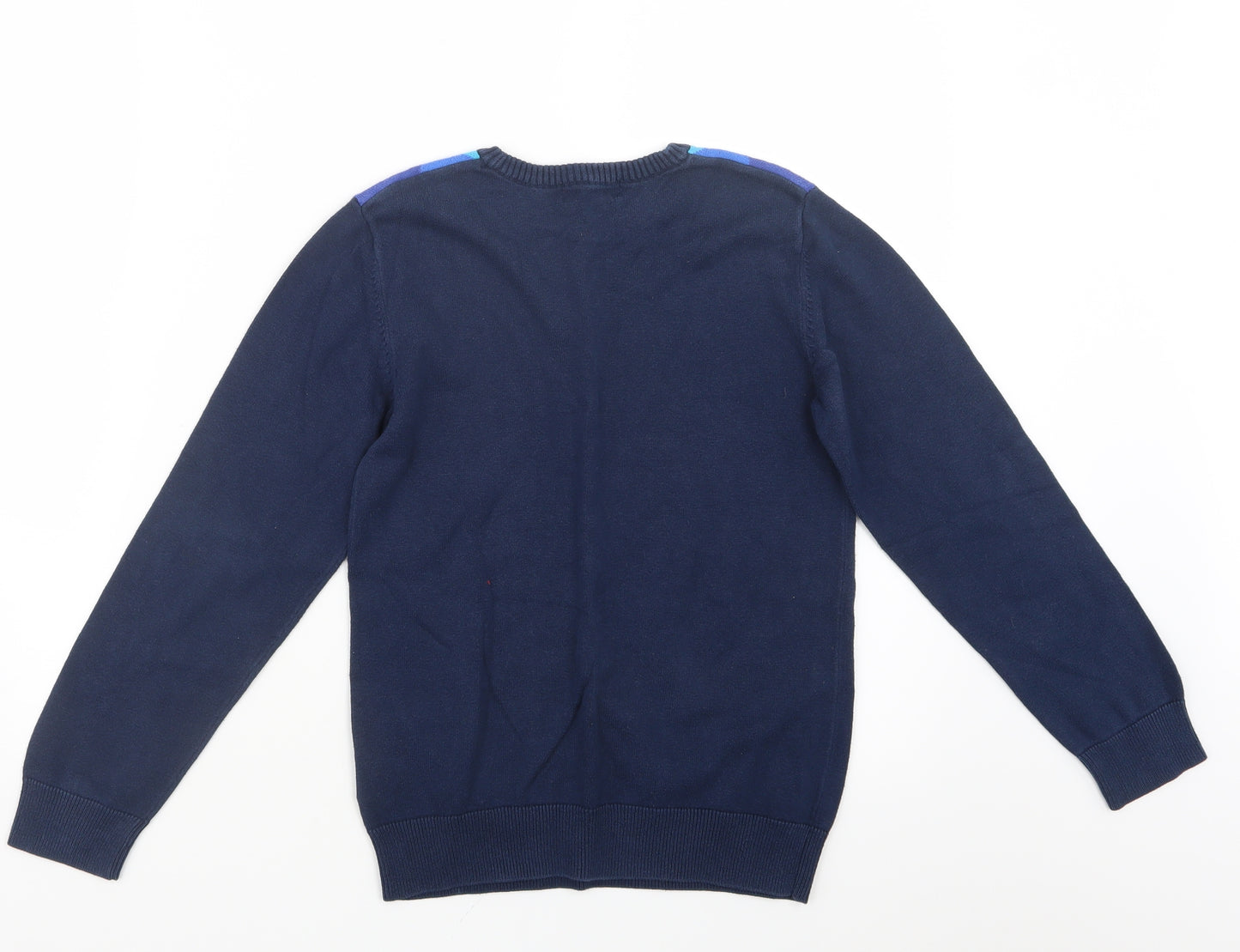 H&M Boys Blue Argyle/Diamond Knit Pullover Jumper Size 9-10 Years