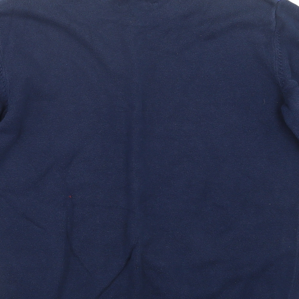 H&M Boys Blue Argyle/Diamond Knit Pullover Jumper Size 9-10 Years