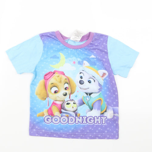 Nickelodeon Girls Blue Geometric  Top Pyjama Top Size 2-3 Years  - Paw Patrol