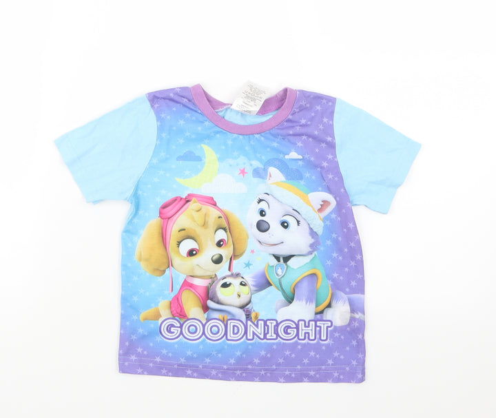Nickelodeon Girls Blue Geometric Top Pyjama Top Size 2-3 Years - Paw Patrol