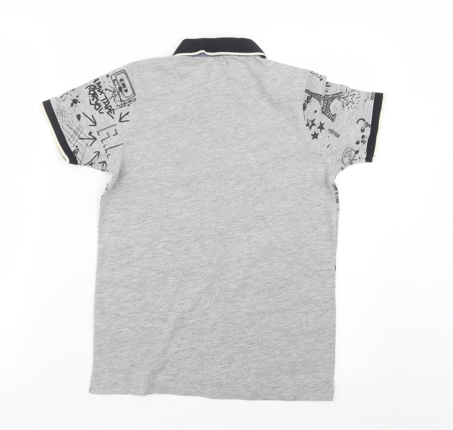 River Island Boys Grey Geometric  Basic Polo Size 9-10 Years