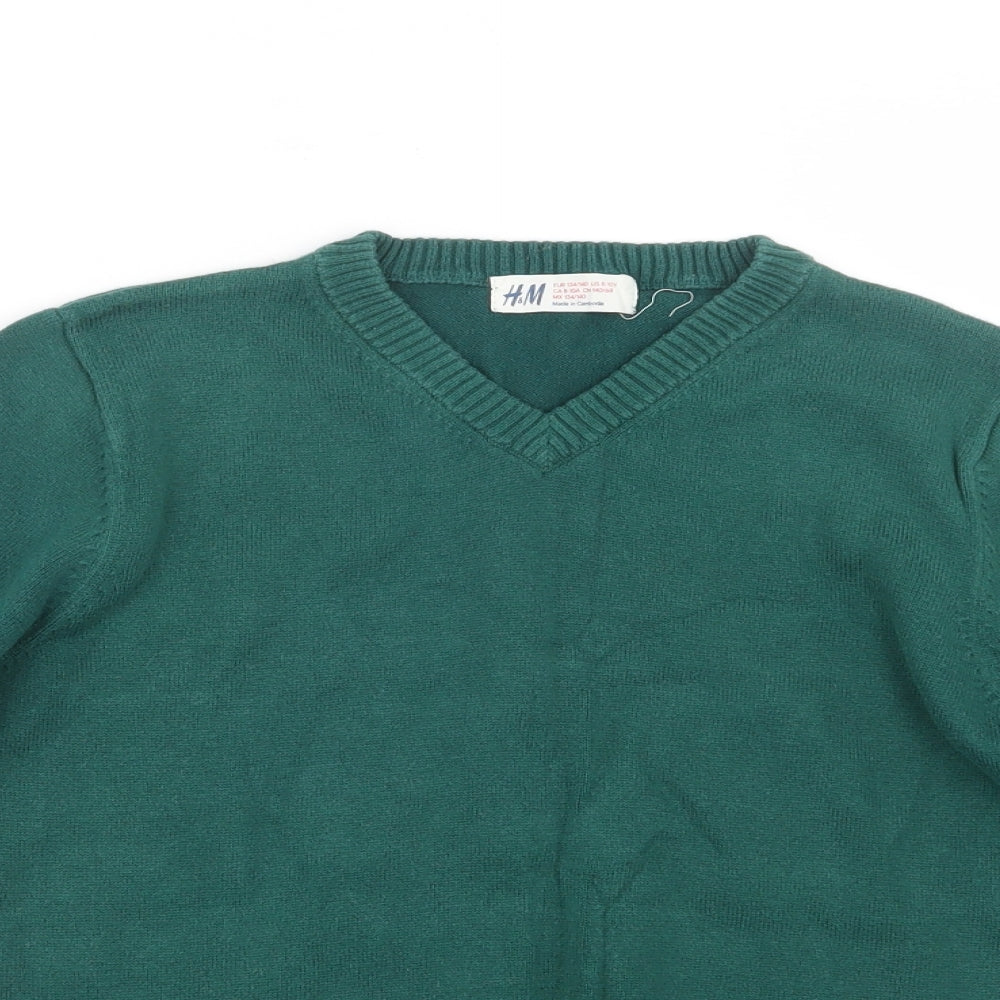 H&M Boys Green  Knit Pullover Jumper Size 9-10 Years