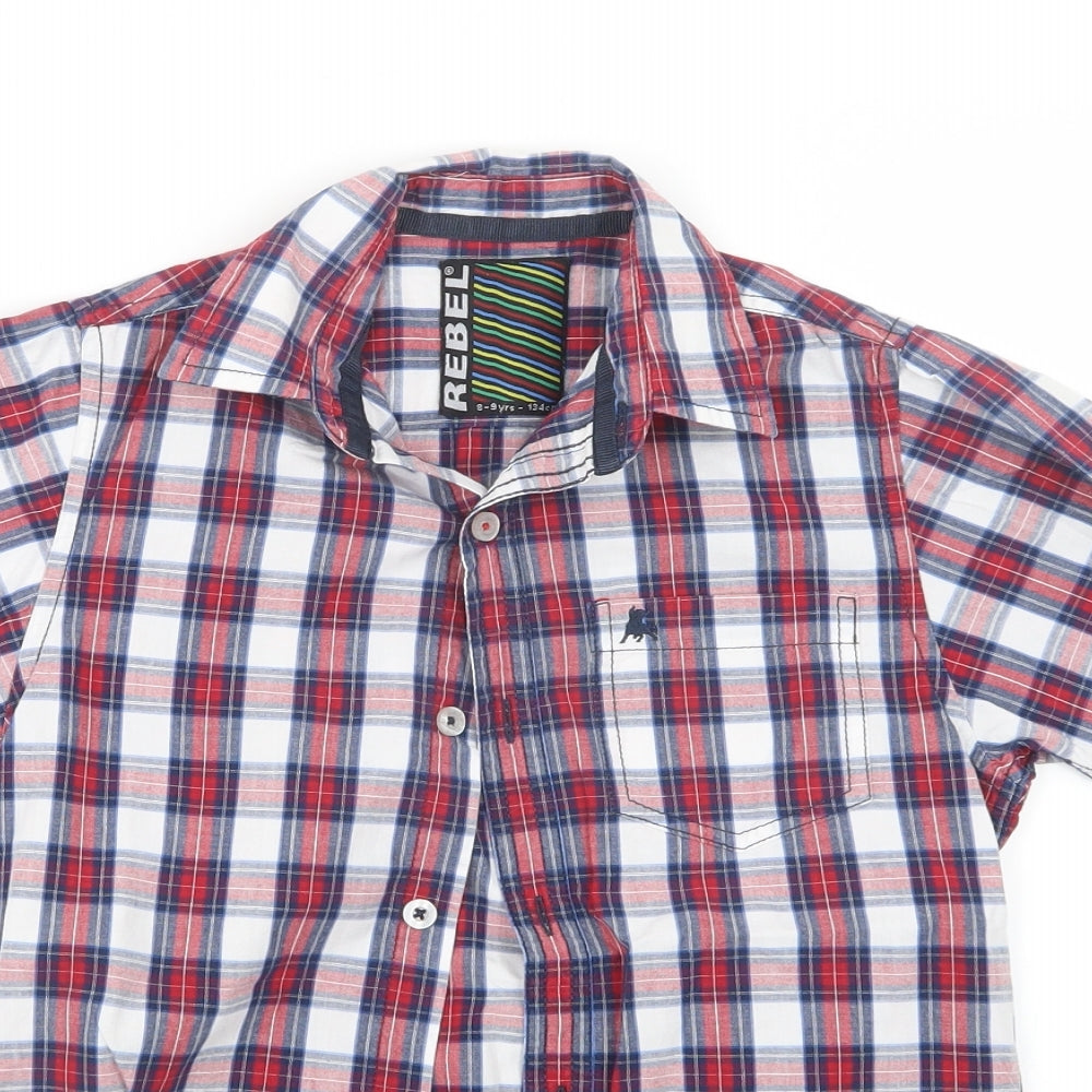 Rebel Boys Red Check  Basic Button-Up Size 8-9 Years