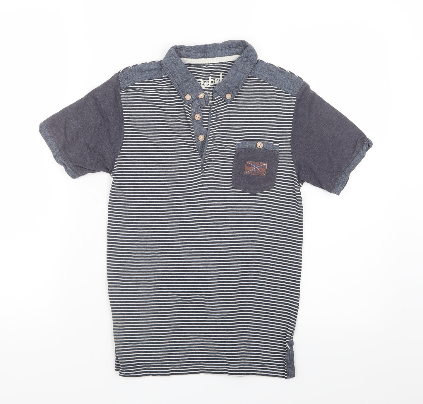 Rebel Boys White Striped  Basic Polo Size 9-10 Years