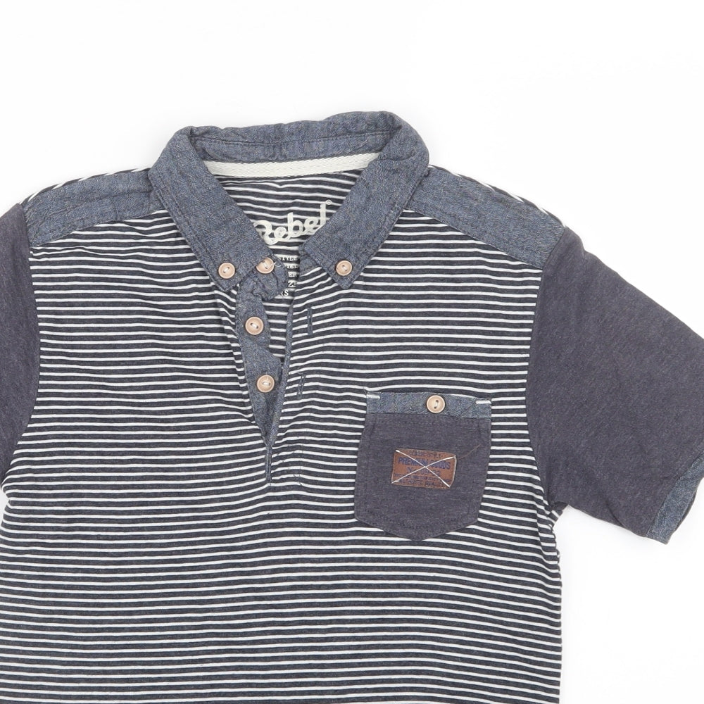 Rebel Boys White Striped  Basic Polo Size 9-10 Years