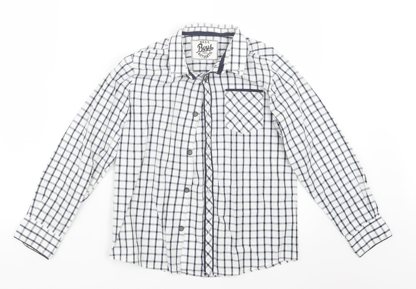 Matalan Boys Blue Check  Basic Button-Up Size 8-9 Years