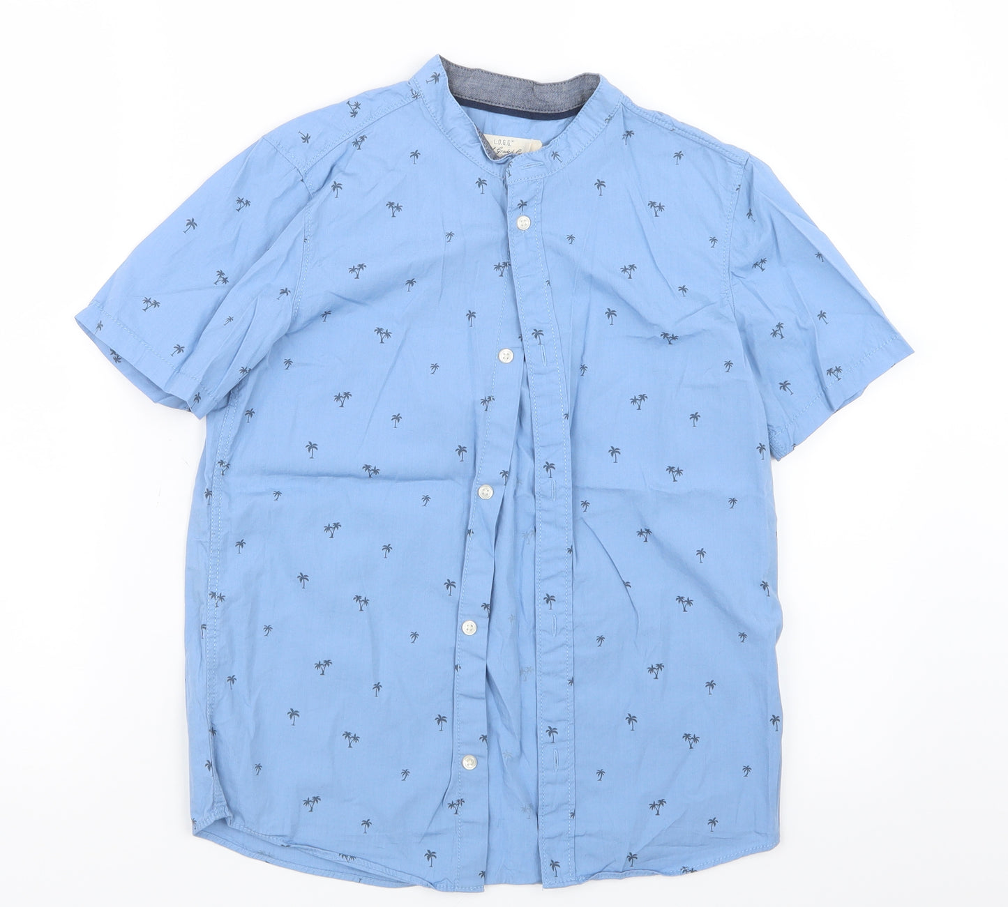 H&M Boys Blue Geometric  Basic Button-Up Size 9-10 Years