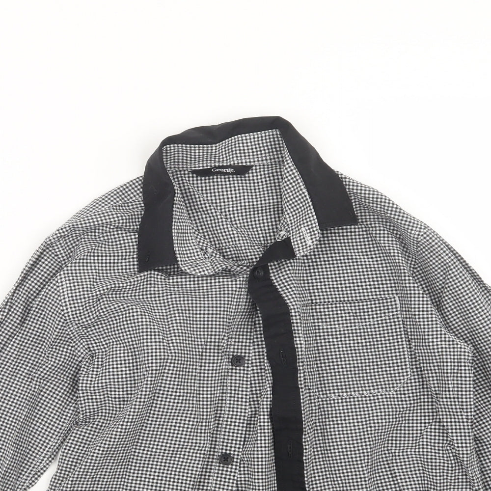 George Boys Black Check  Basic Button-Up Size 10-11 Years