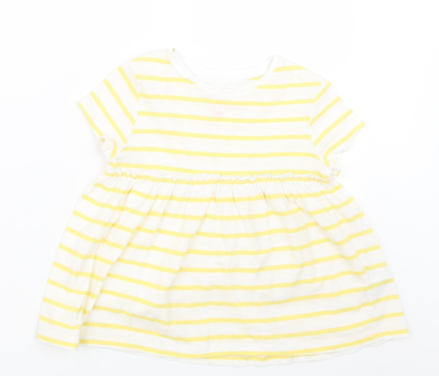 F&F Girls Yellow Striped  Basic T-Shirt Size 3-4 Years