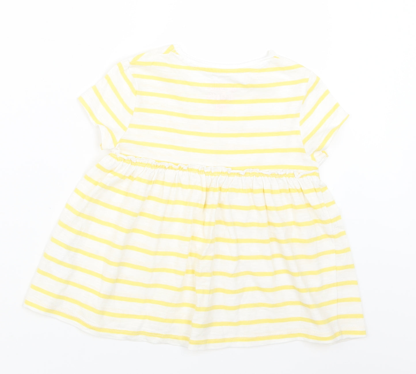 F&F Girls Yellow Striped  Basic T-Shirt Size 3-4 Years