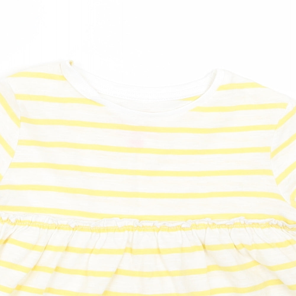 F&F Girls Yellow Striped  Basic T-Shirt Size 3-4 Years