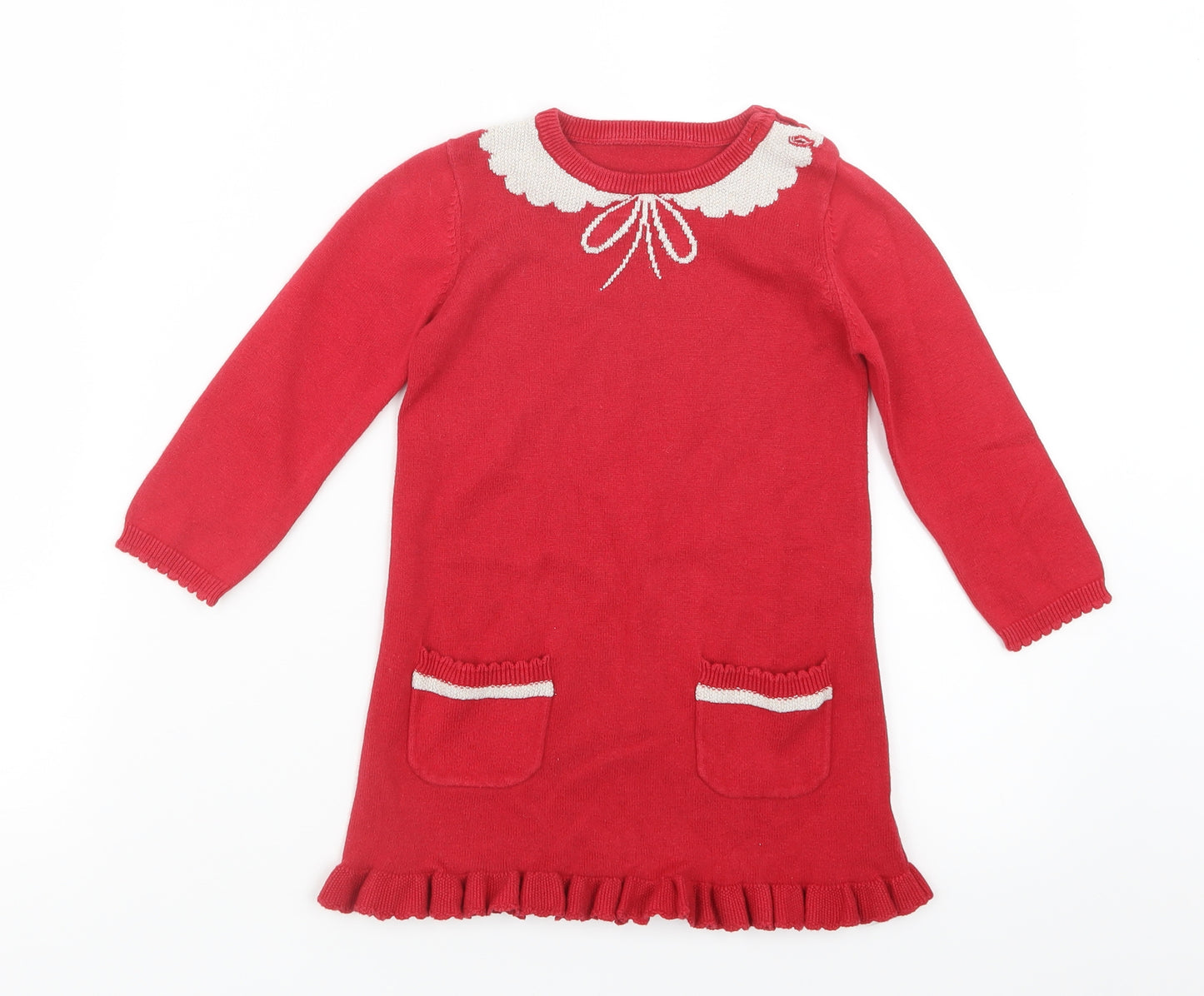 George Girls Red  Knit Jumper Dress  Size 18-24 Months