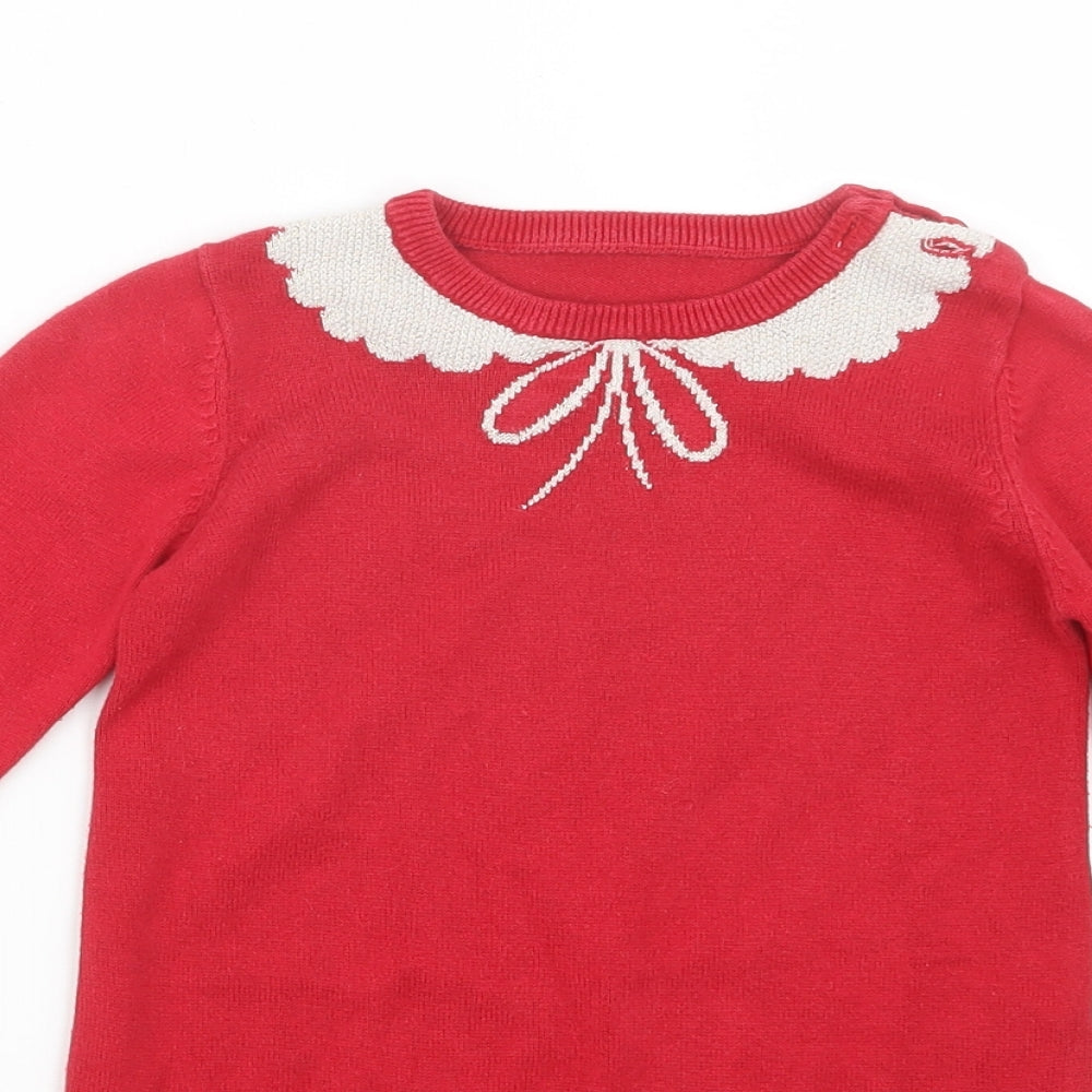 George Girls Red  Knit Jumper Dress  Size 18-24 Months