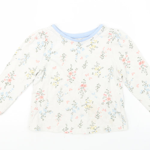 George Girls White Floral  Basic T-Shirt Size 18-24 Months