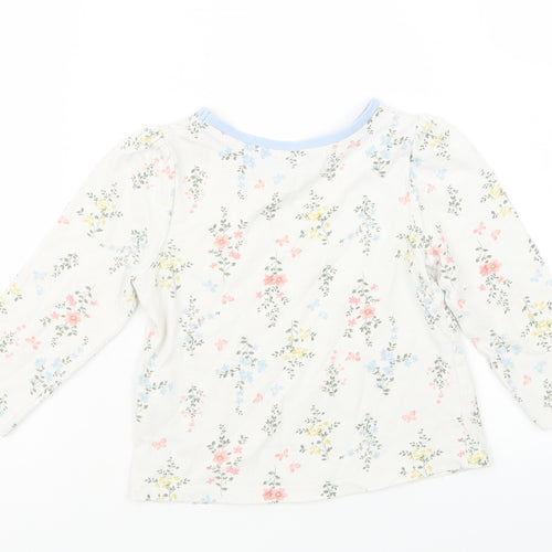 George Girls White Floral  Basic T-Shirt Size 18-24 Months