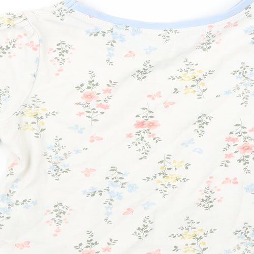 George Girls White Floral  Basic T-Shirt Size 18-24 Months