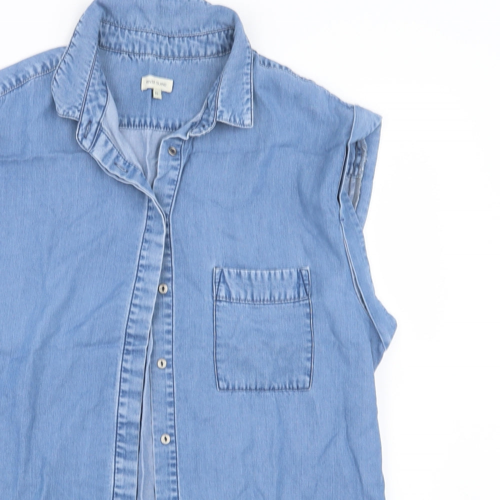 River Island Womens Blue   Basic Button-Up Size 10
