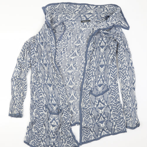 Bonmarché Womens Blue Geometric  Cardigan Jumper Size S