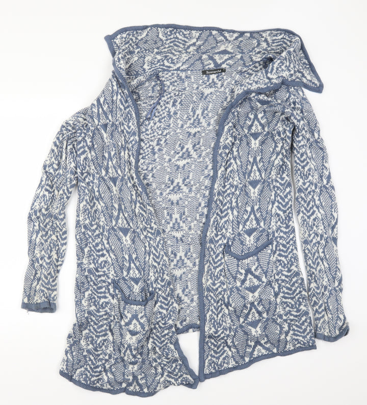Bonmarché Womens Blue Geometric Cardigan Jumper Size S
