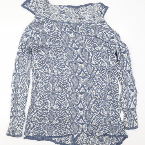 Bonmarché Womens Blue Geometric  Cardigan Jumper Size S