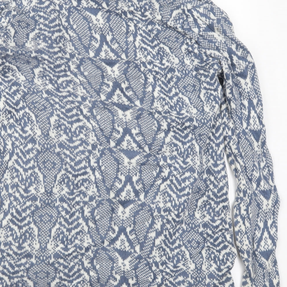 Bonmarché Womens Blue Geometric  Cardigan Jumper Size S