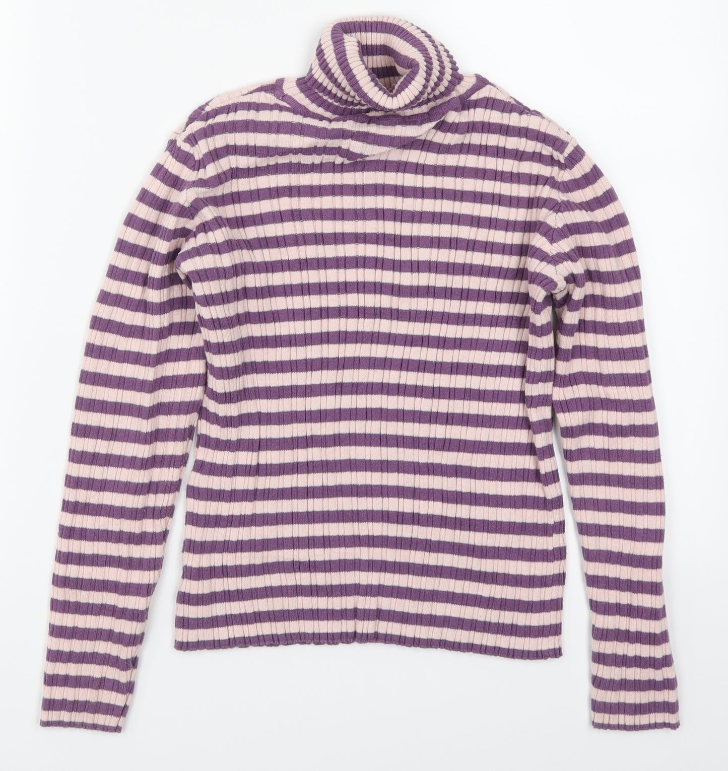 Nutmeg Girls Purple Striped  Pullover Jumper Size 11-12 Years  - Pink