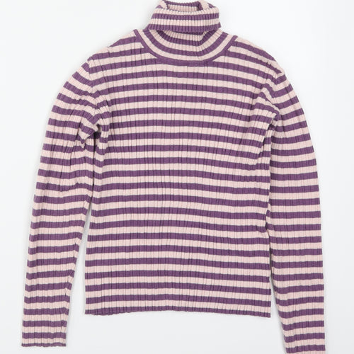 Nutmeg Girls Purple Striped  Pullover Jumper Size 11-12 Years  - Pink