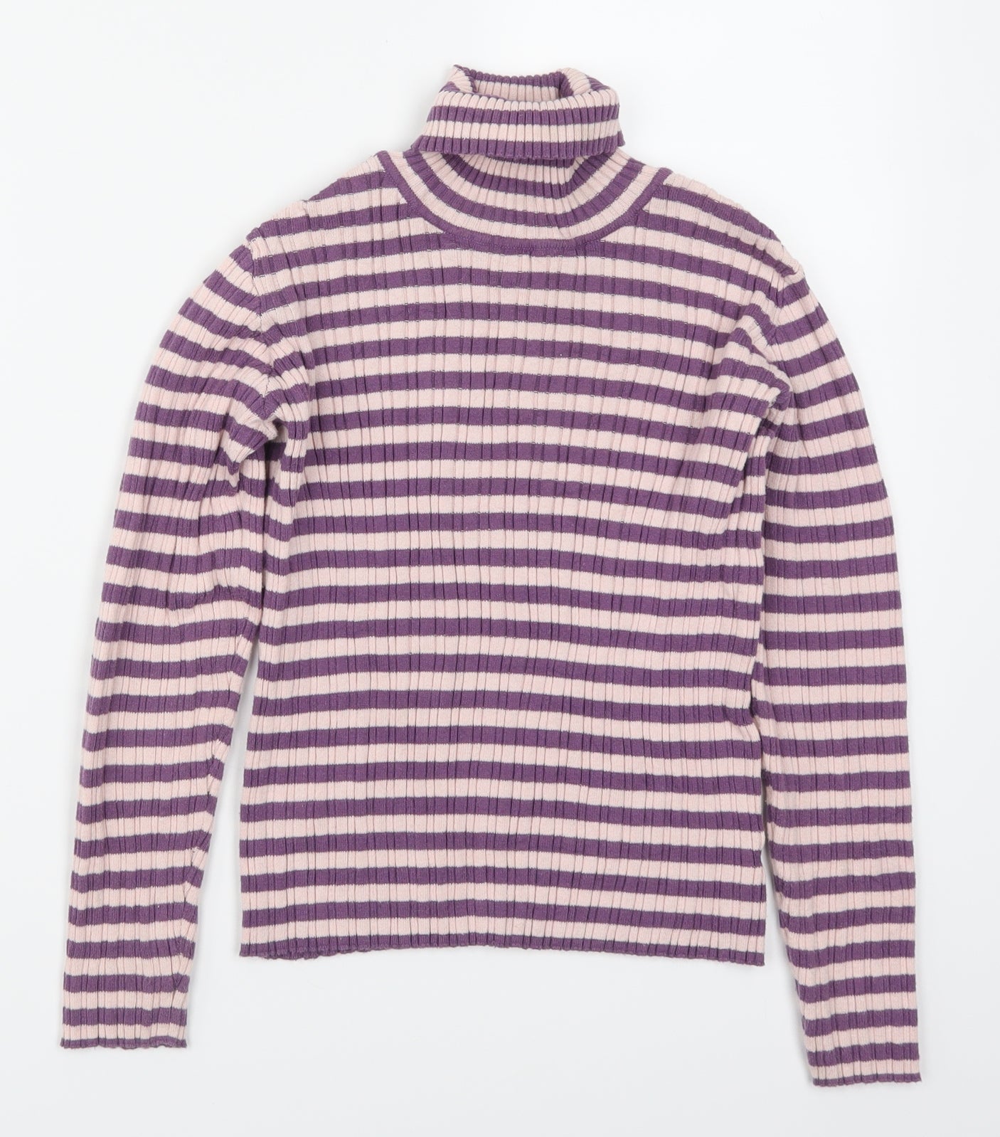 Nutmeg Girls Purple Striped  Pullover Jumper Size 11-12 Years  - Pink