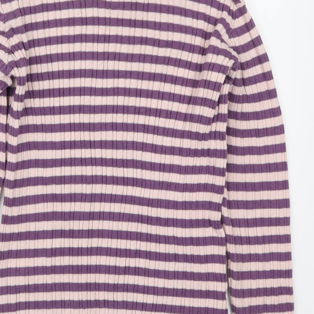 Nutmeg Girls Purple Striped  Pullover Jumper Size 11-12 Years  - Pink