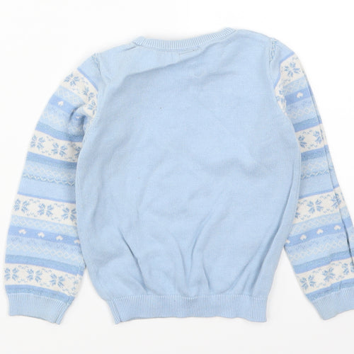 George Girls Blue Geometric  Pullover Jumper Size 2-3 Years  - Elsa Frozen