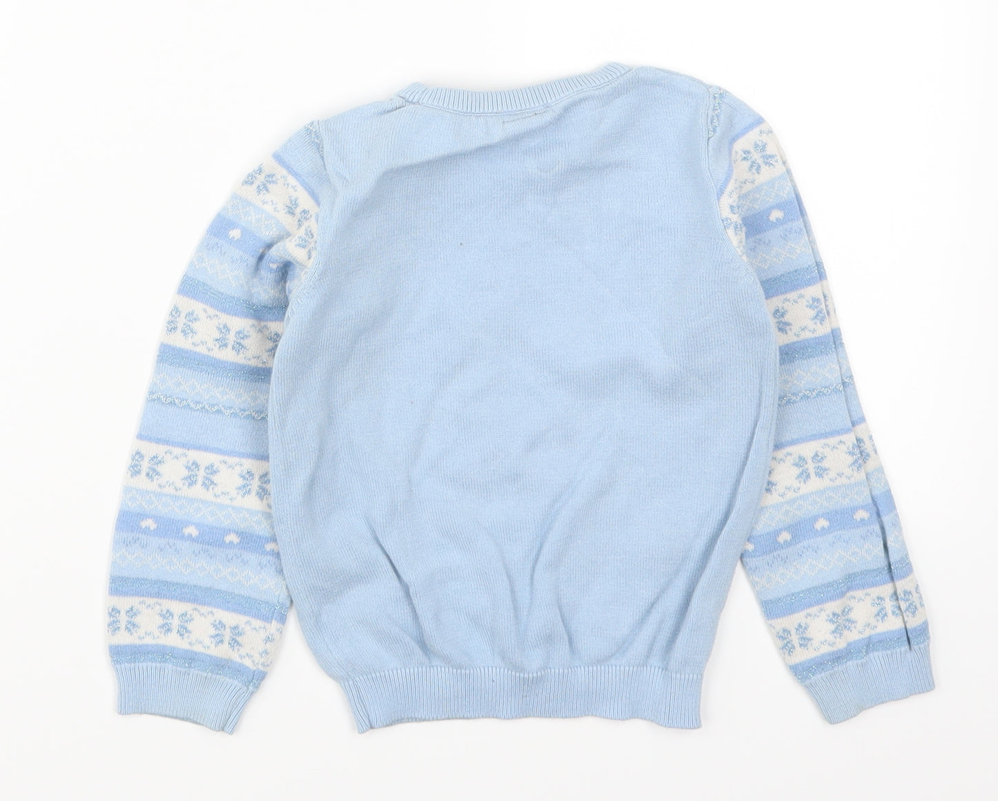 George Girls Blue Geometric  Pullover Jumper Size 2-3 Years  - Elsa Frozen