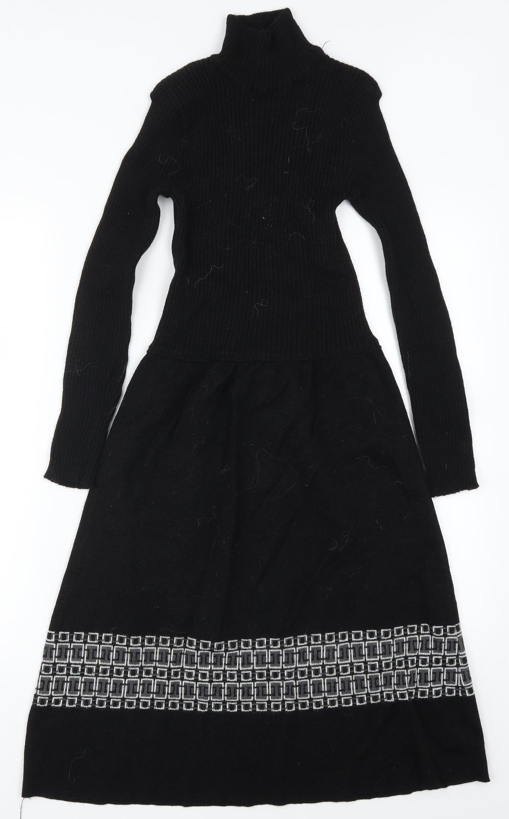 St Michael Womens Black Geometric  Jumper Dress  Size 12
