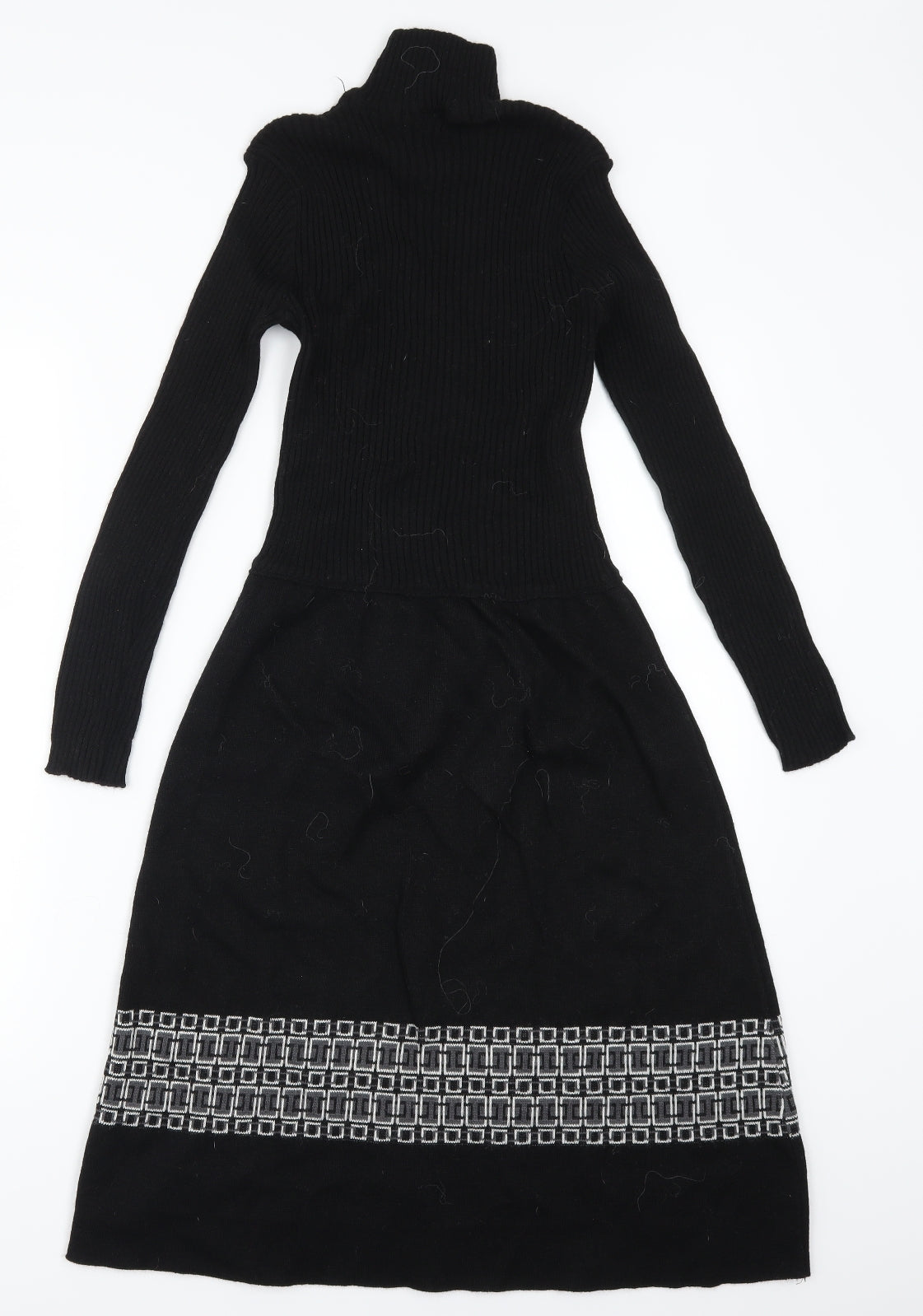 St Michael Womens Black Geometric  Jumper Dress  Size 12